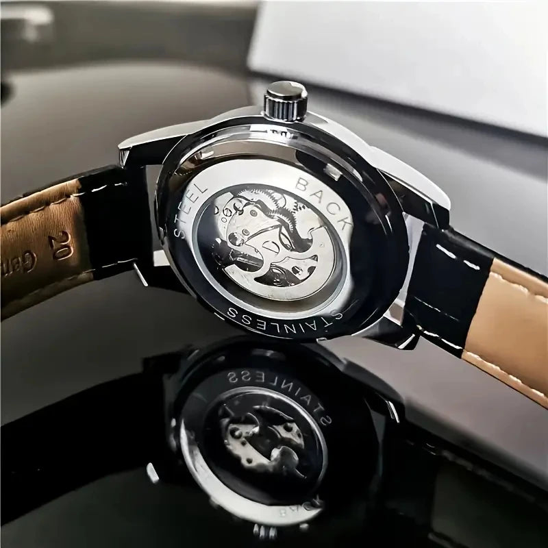 Elegant Men's Mechanical Watch with Skeleton