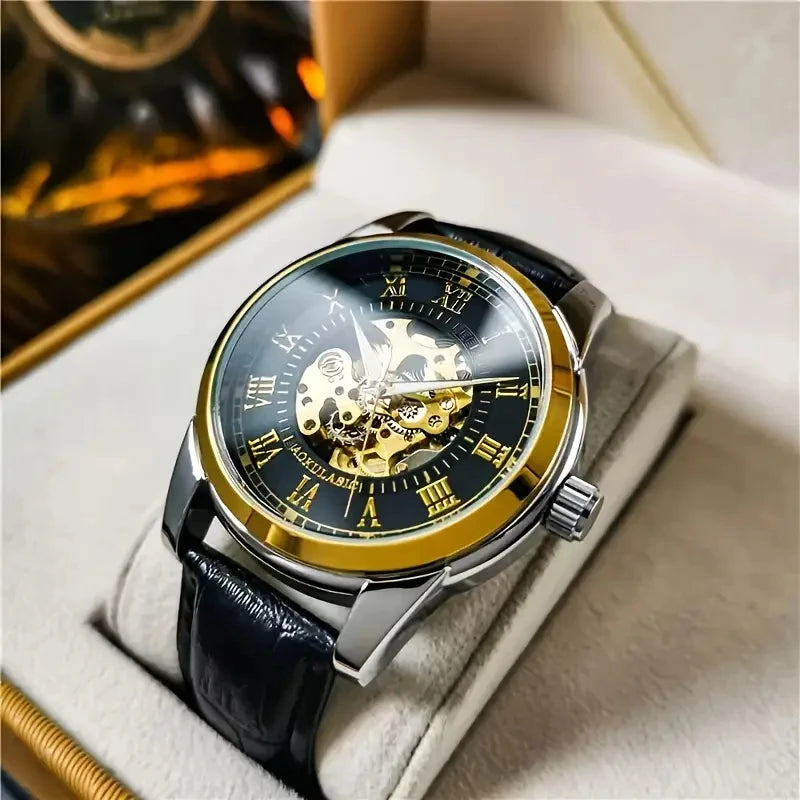Elegant Men's Mechanical Watch with Skeleton